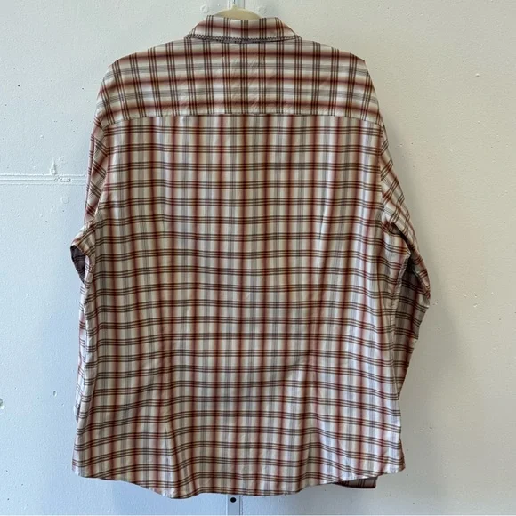 John Varvatos Men’s Western Plaid Button Down Long Sleeve Shirt Brown XXL